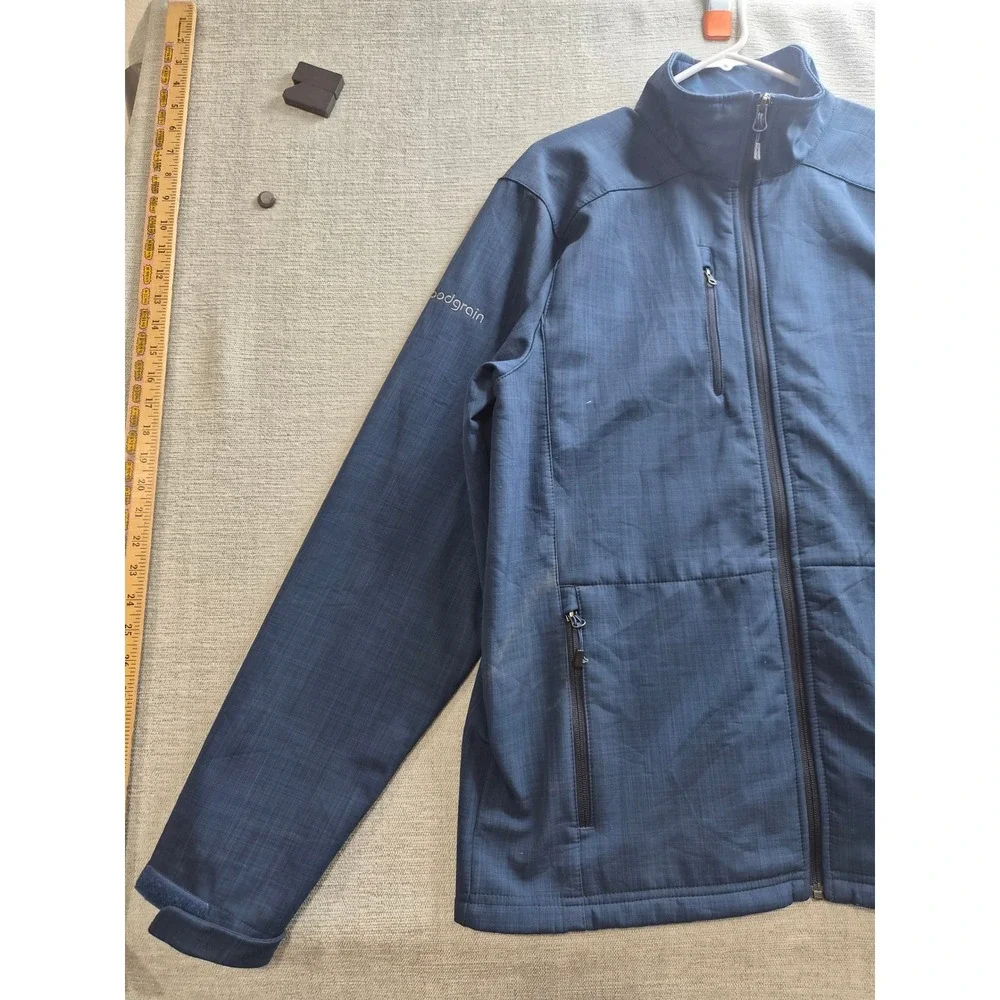 Eddie Bauer Shaded Crosshatch Soft Shell Jacket Mens Large Blue Fleece Lined